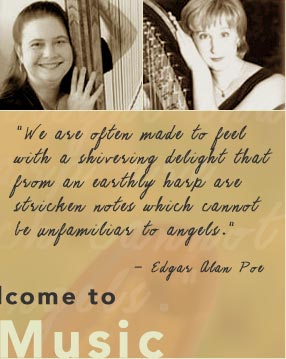 San Jose harpist and harp teacher Stephanie Janowski and Petaluma harpist and harp teacher Heather Paschoal